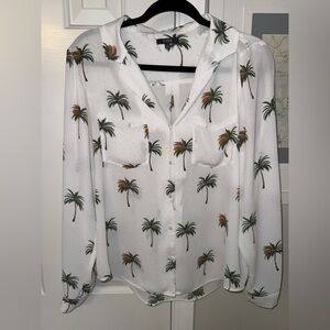 NYDJ Palm Tree Button Down Shirt - Hawaiian  shirt - Vacay top